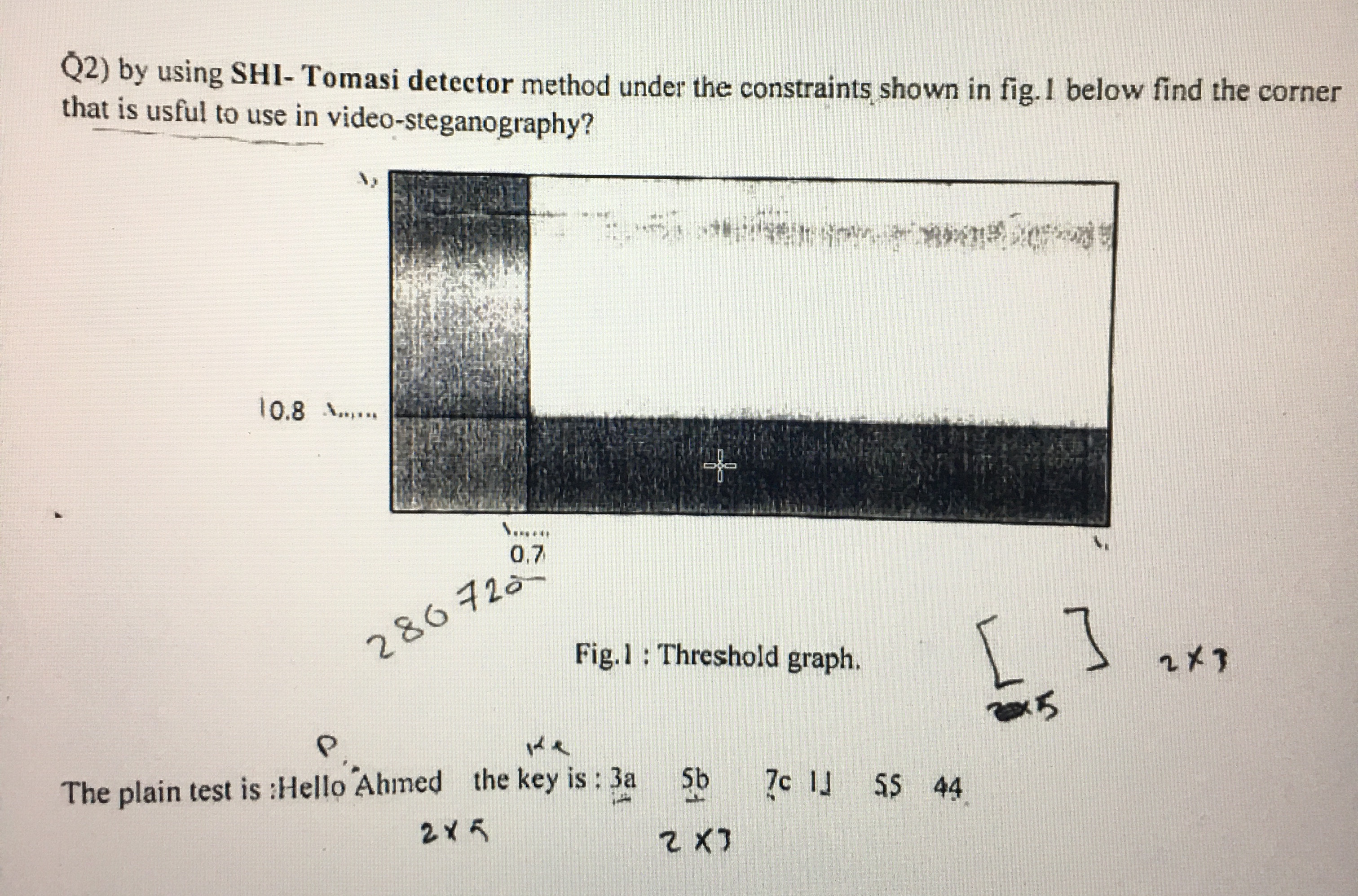  Q2) by using SHI- Tomasi detector method under the constraints shown