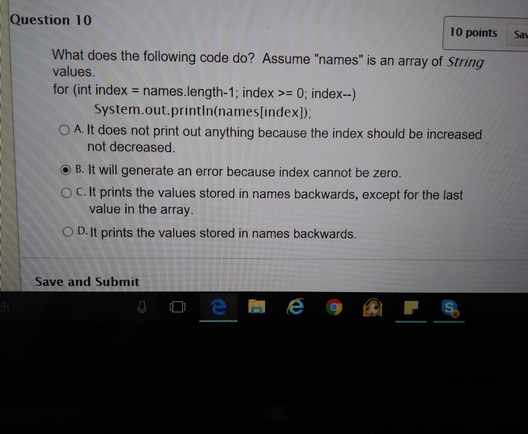 What does the following code do? Assume "names" is an array