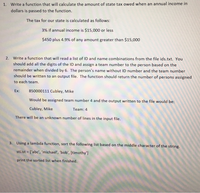  Write a function that will calculate the amount of state tax