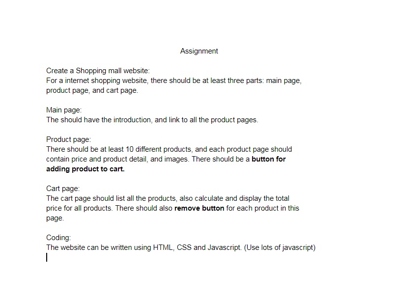 Write in HTML, CSS, and JavaScript Topic: Make the shopping website based