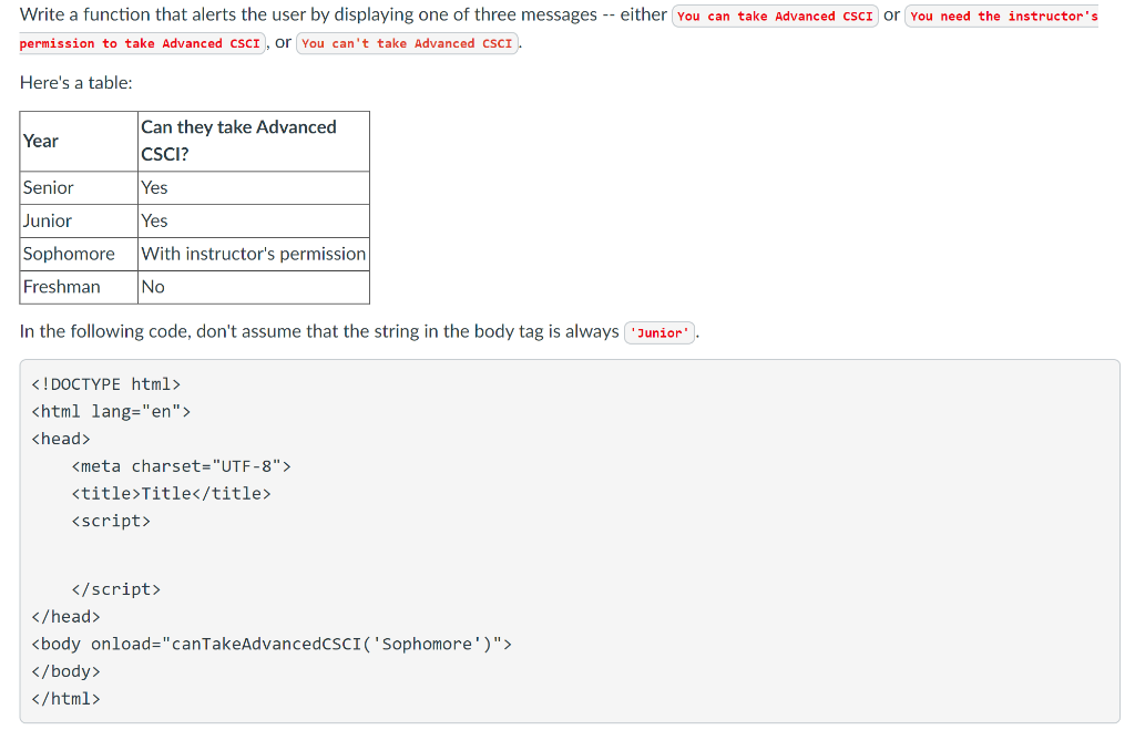  Please do it in JavaScript Write a function that alerts the