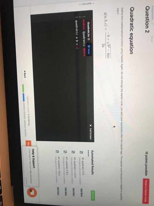  Question 2 10 points possible Quadratic equation Define this mathematical function