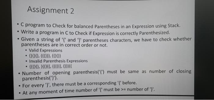 C coding language - C program to Check for balanced Parentheses in