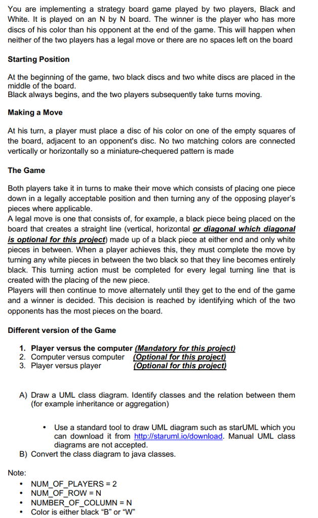 **********IN JAVA**************** Creating the game Reversi/Othello in Java language ******NEEDS TO BE
