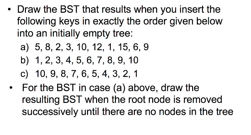 Algorithms and Data Structure Do only letter b (insertion of b) and