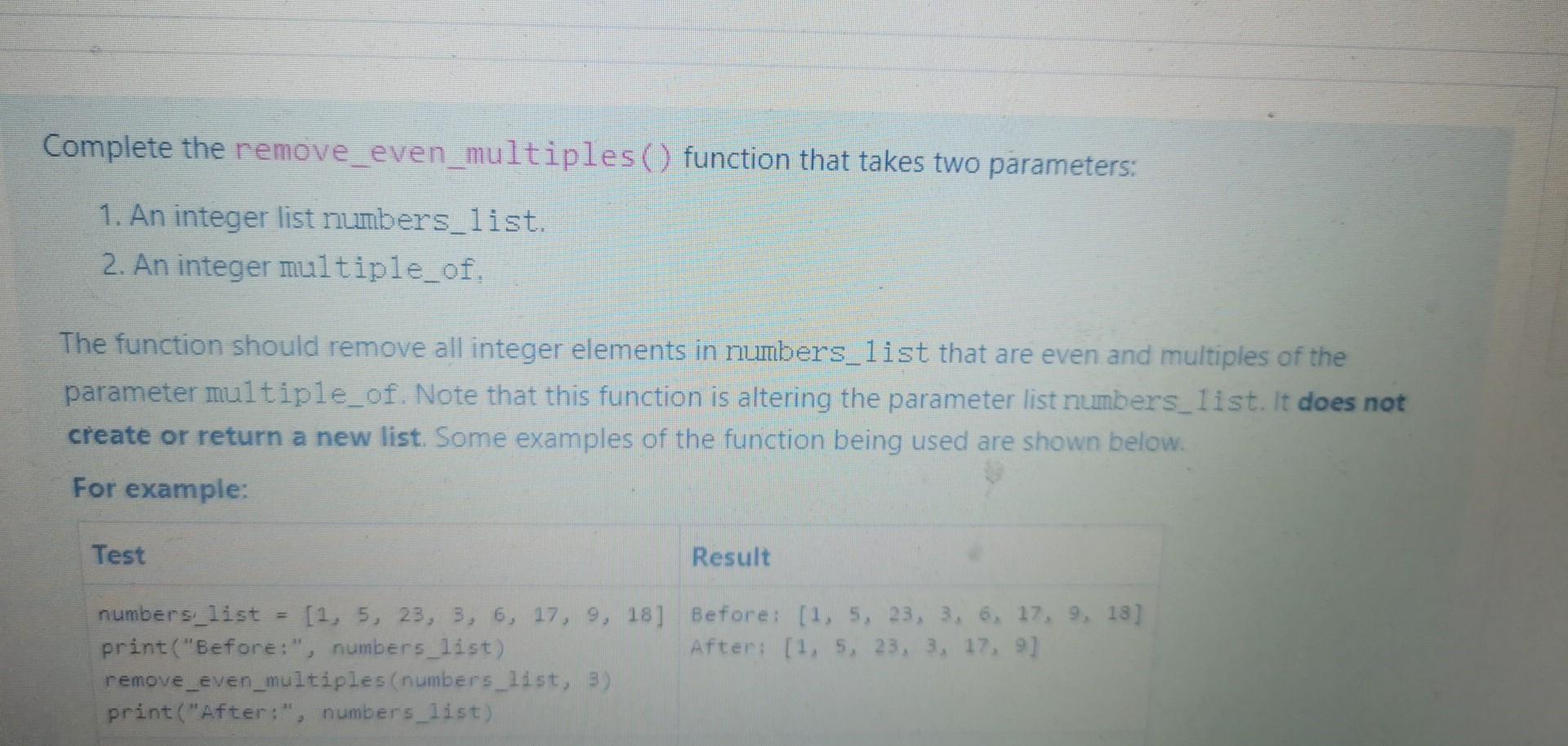  python no Create or returnso i used removebut why the second