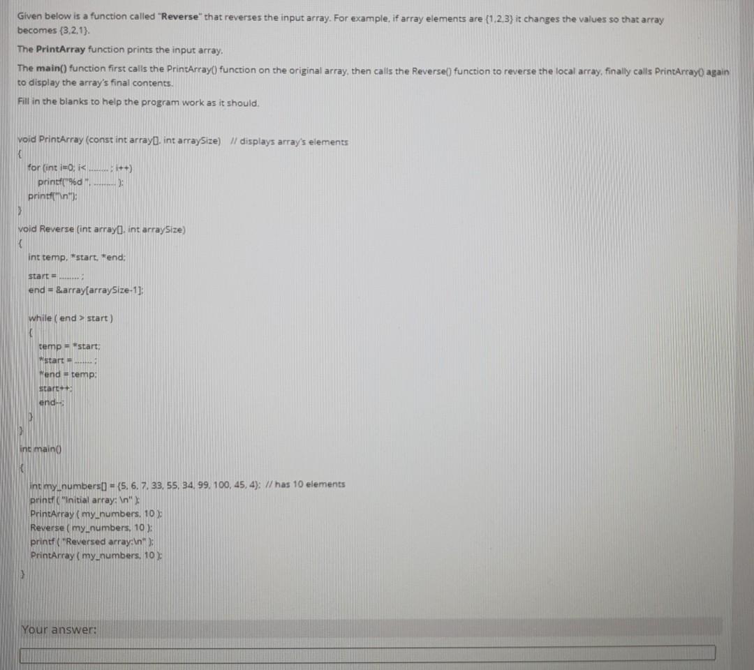  Given below is a function called "Reverse that reverses the input