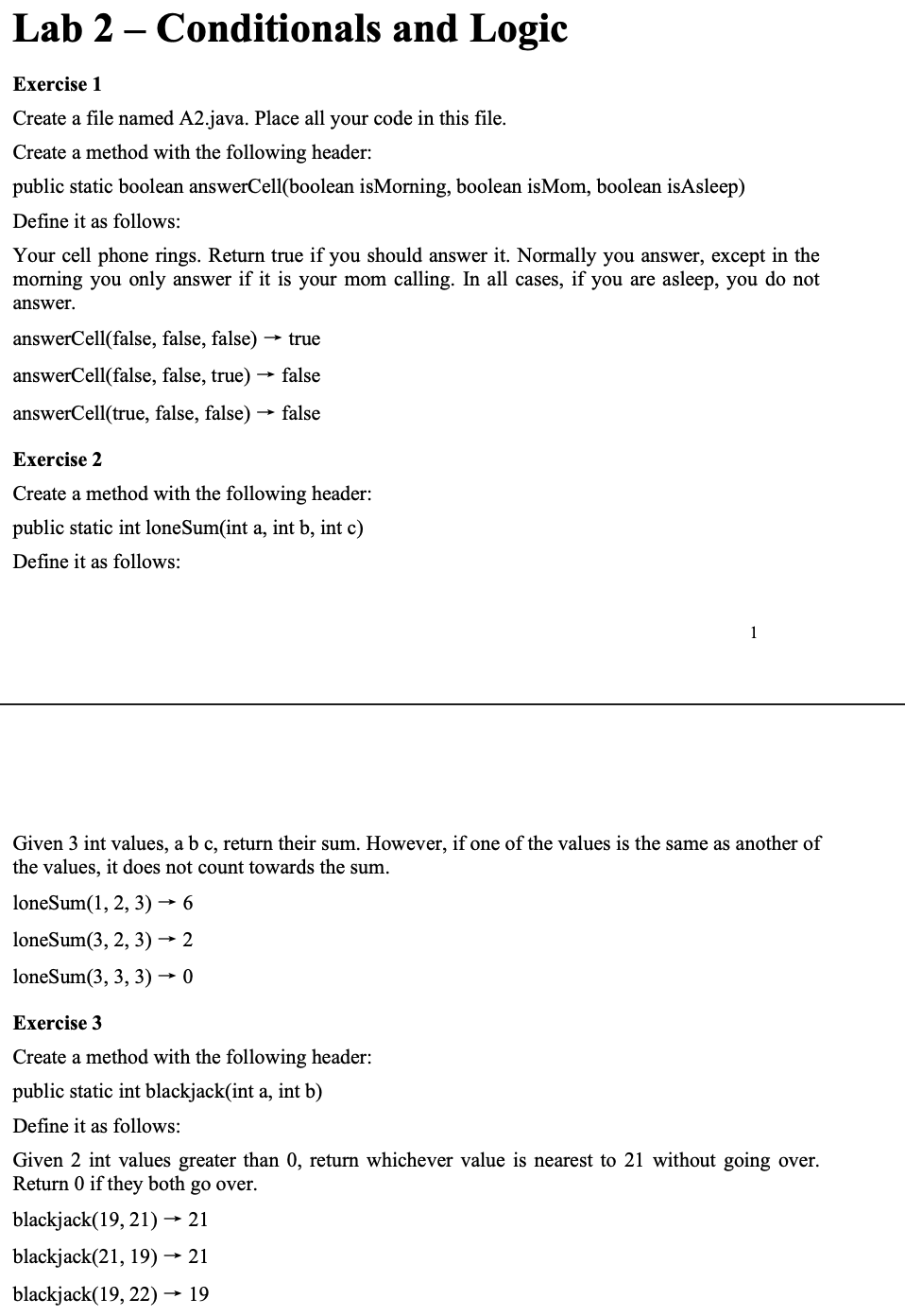 Pls complete all excises as one code. Lab 2 - Conditionals and
