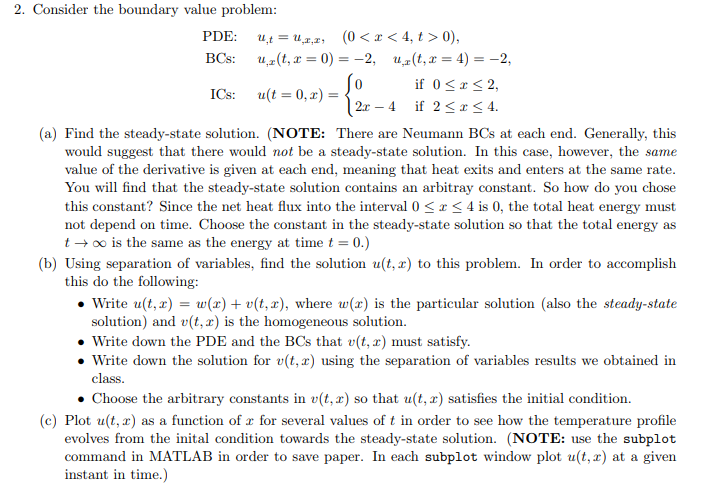  please solve c) the matlab code ASAP 2. Consider the boundary