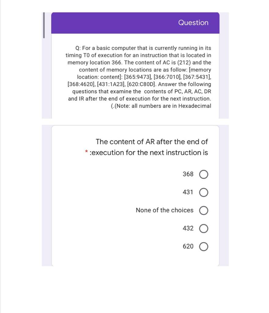  Question Q: For a basic computer that is currently running in