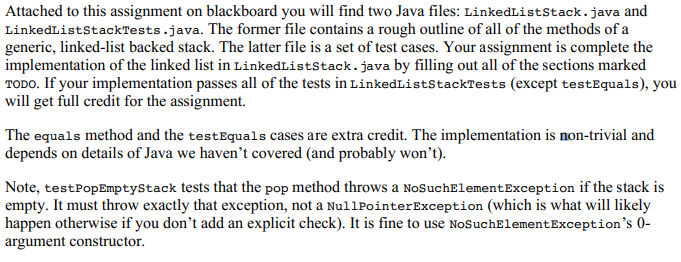  LinkedListStackTests.java ----------------------------------- import org.junit.jupiter.api.Test; import java.util.NoSuchElementException; import static org.junit.jupiter.api.Assertions.*; public class