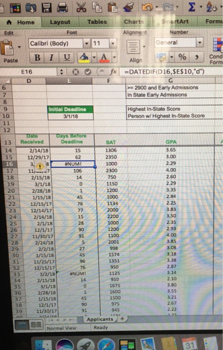  In cell E14, enter a date function that calculates the number
