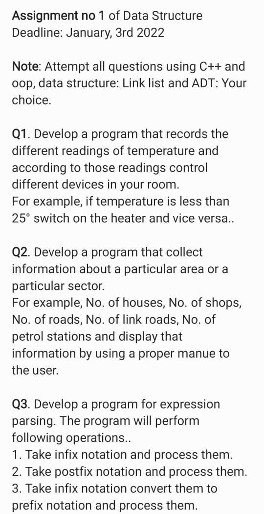 Data structure and algorithm subject ha In c++ language Assignment no 1
