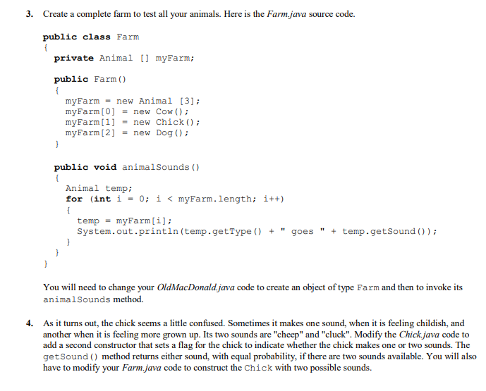 getType(); } //Chick.java public class Chick implements Animal { private String myType;