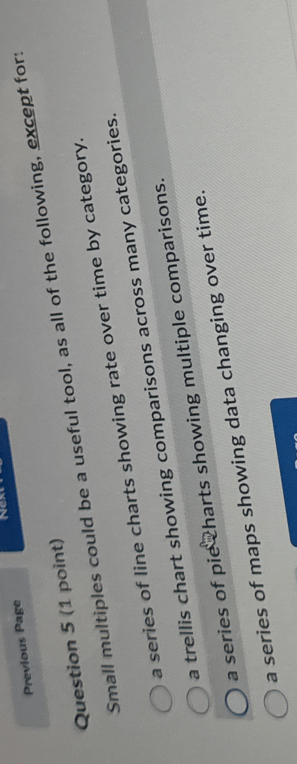  Previous Page Question 5(1 point) Small multiples could be a useful