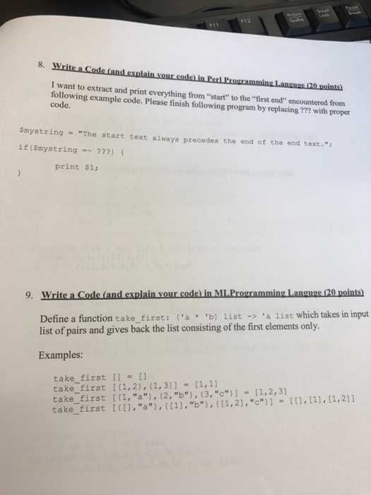  Number 8 Write a Code (and explain your code) in perl
