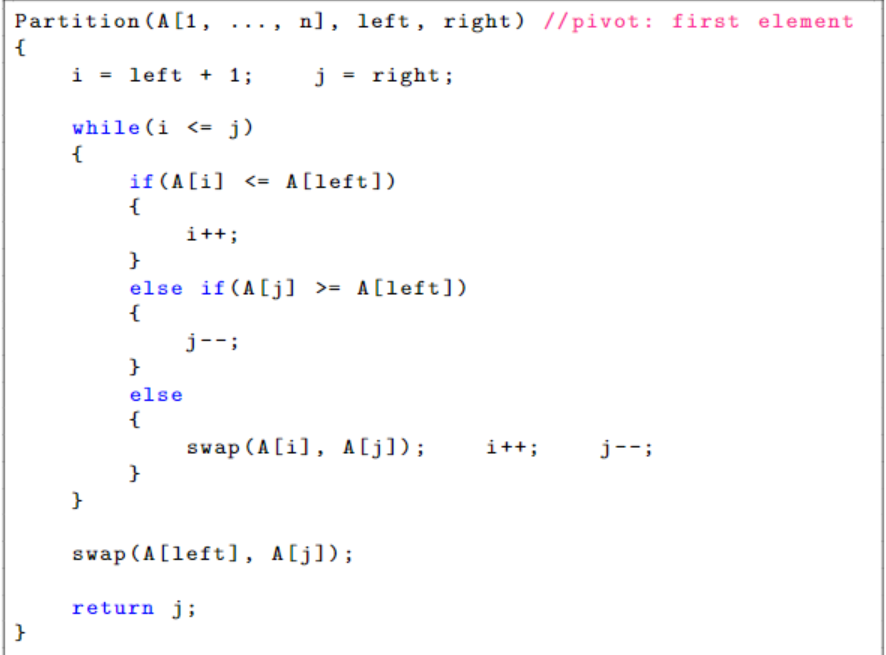 In regards to the Quick Sort algorithim below, please answer these questions.