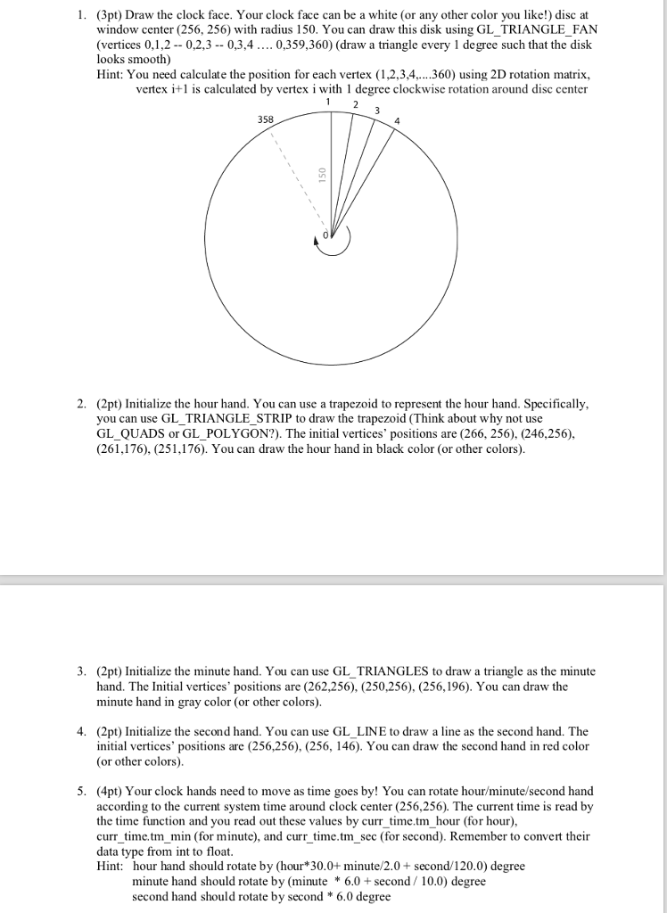  ******OpenGL******* can someone help writing openGL code for making a clock