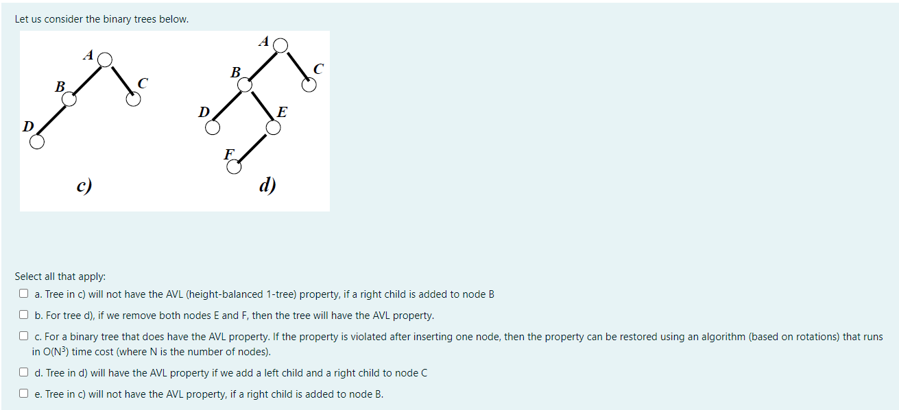  Let us consider the binary trees below. B B D E