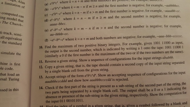  Solve the 13th question. Construct a Turing Machine for the following