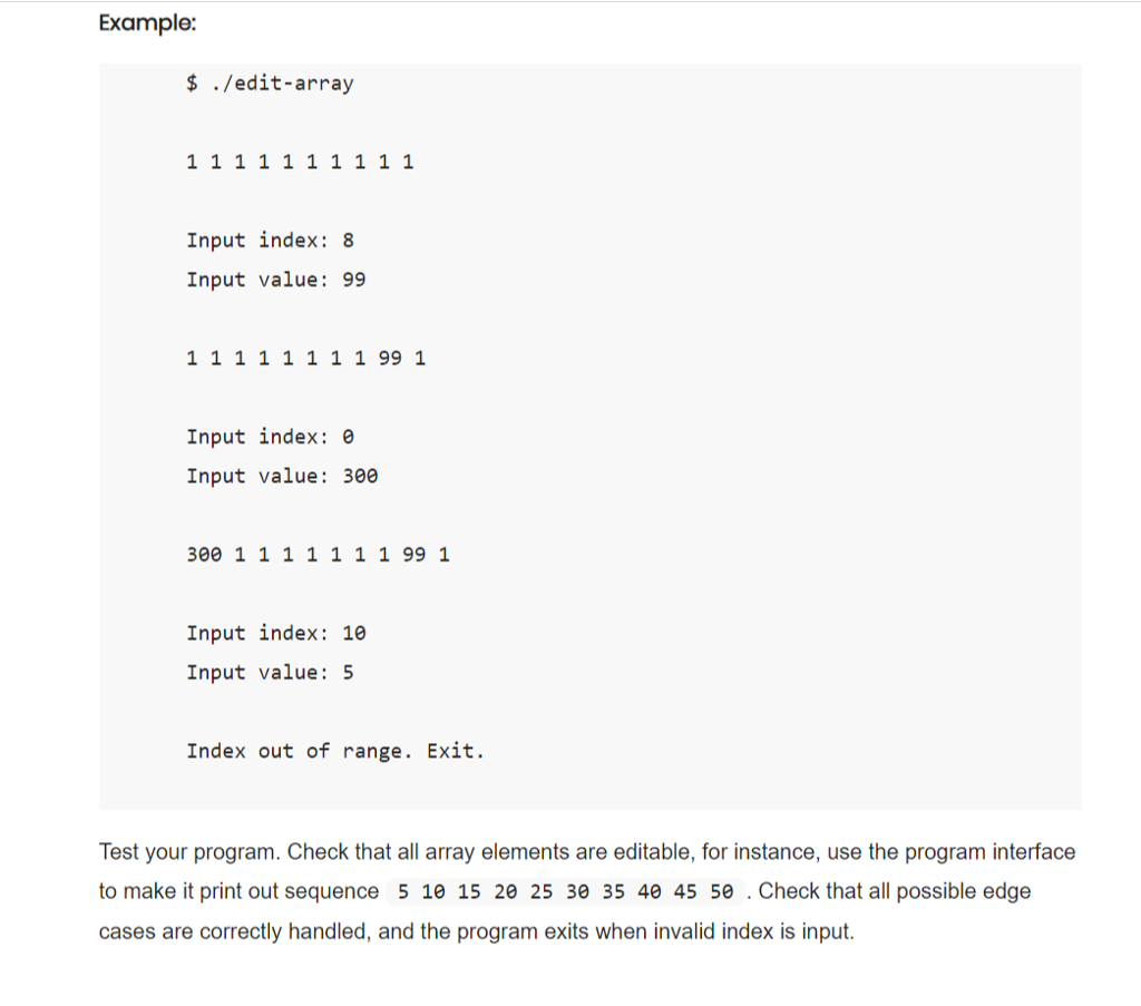 retrieve numbers. Write a program edit-array.cpp that creates an array of 10