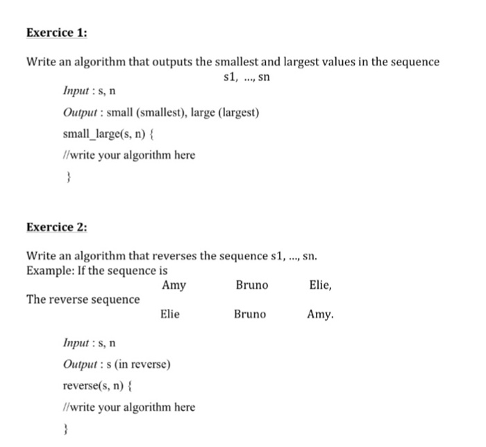  Write an algorithm that outputs the smallest and largest values in