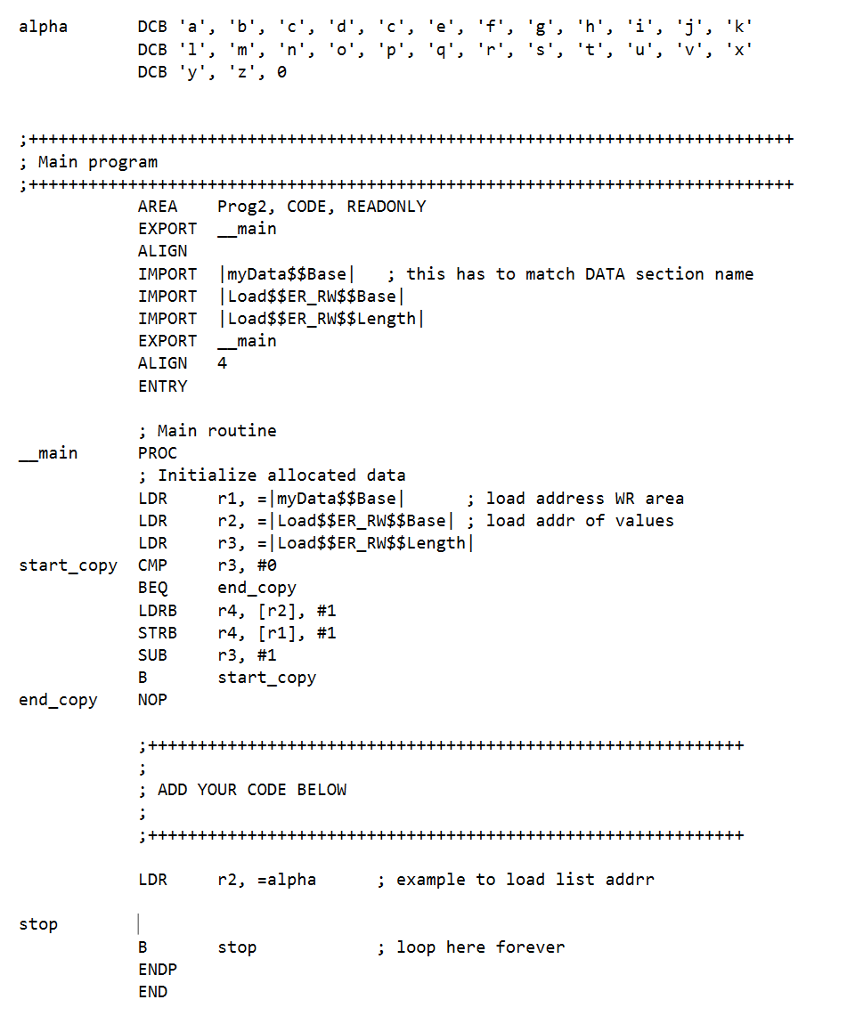 assembly language) Write an ARM assembly program to reverse the order of