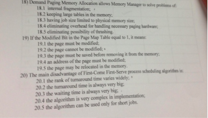  is) Demand Paging Memory Allocation allows Memory Manager to solve problems