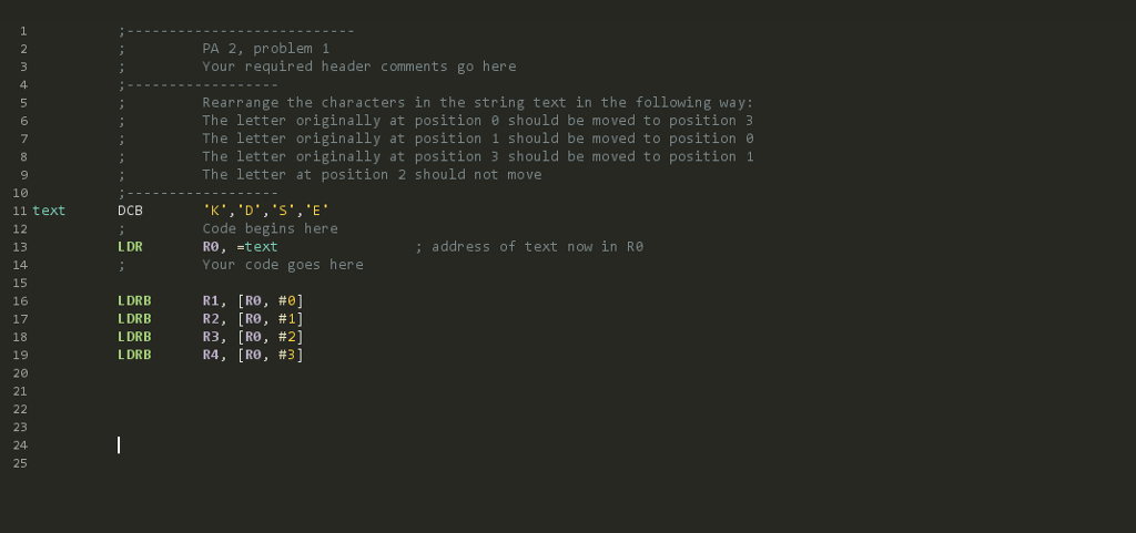 ARM ASSEMBLY LANGUAGE You are given some code in PA2-1.s that creates