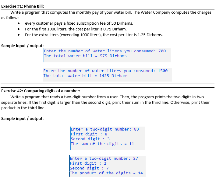 C++ PROGRAM PLEASE Exercise #1: Phone Bill: Write a program that computes