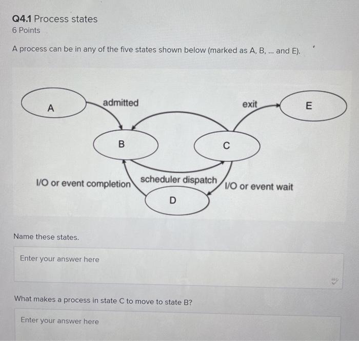  one question multiple parts Q4.1 Process states 6 Points A process