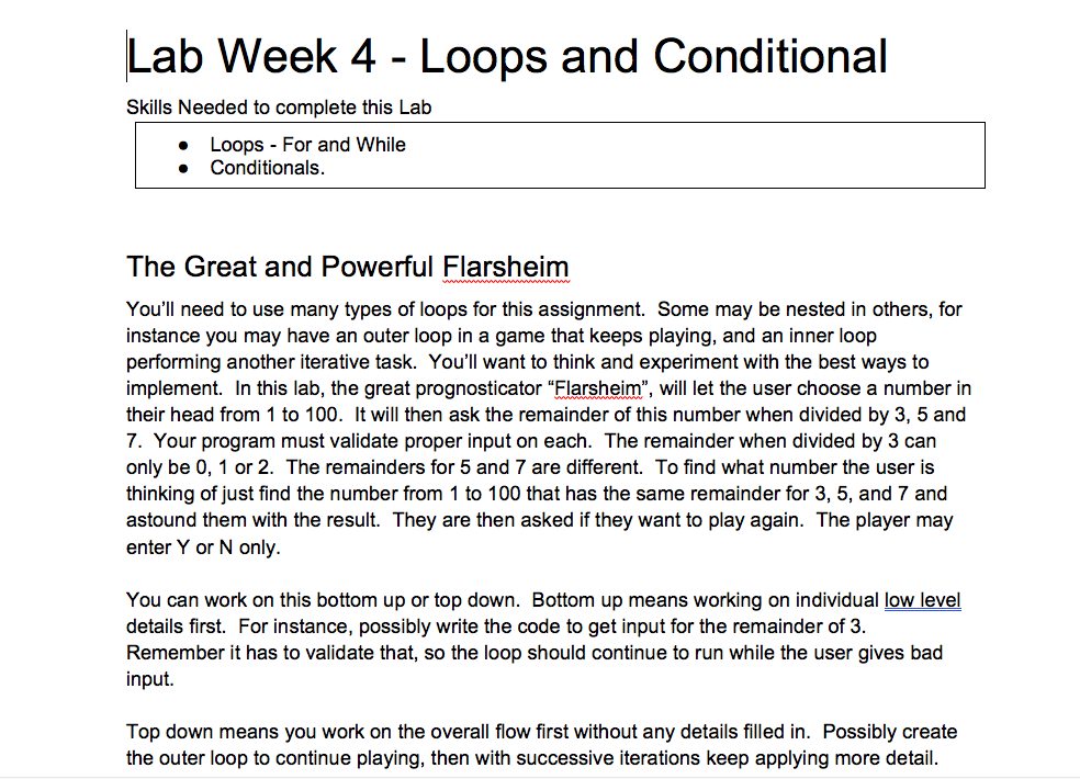 in python please!! Lab Week 4 - Loops and Conditional Skills Needed