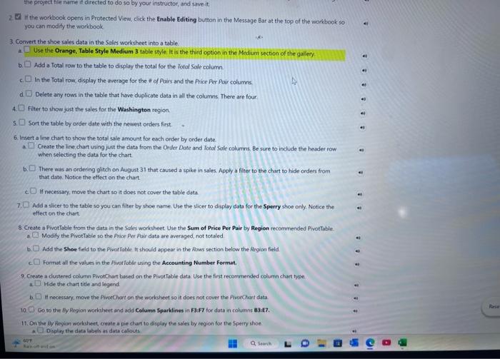 please help 2.1f the workbok opens in Protected View, click the Enable