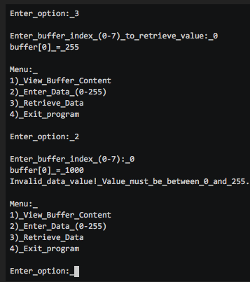 buffer. Since users can only enter and retrieve 1-byte values, input shall