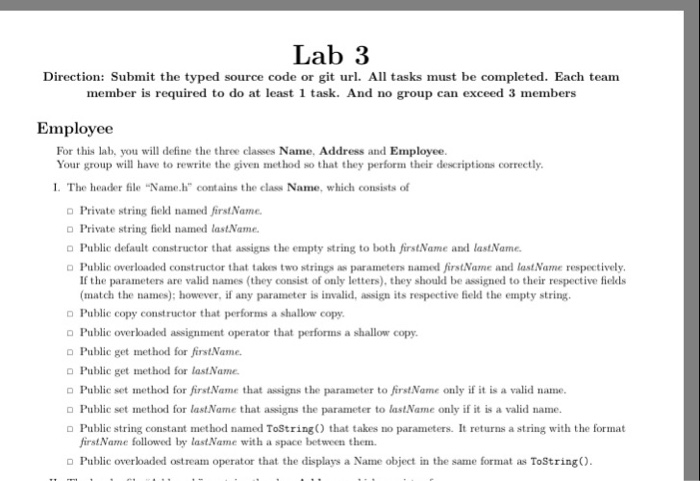  Lab 3 Direction: Submit the typed source code or git url.