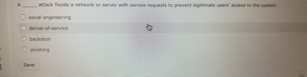attack floods a network or server with service requests to prevent