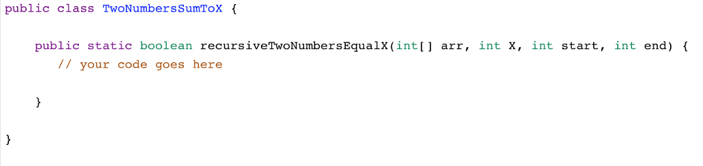 a sorted array, A, sum to a given number, X. Rewrite the