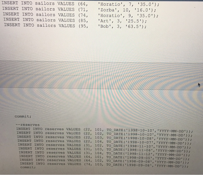 bid integer, bname color char (20), PRIMARY KEY (bid)); char (20), CREATE