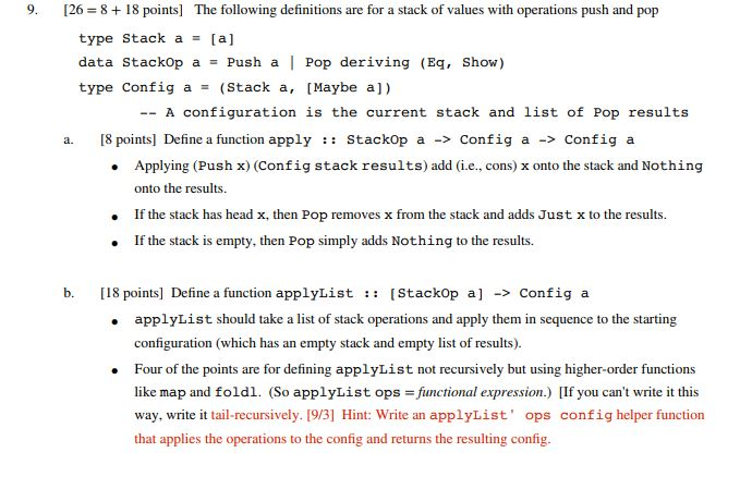 Please I need help with the stack implementation in haskell. I need