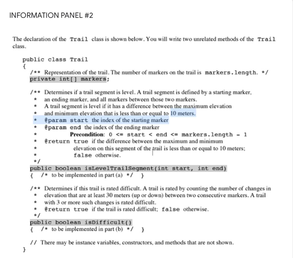 regular intervals along the trail. Elevation information about a trail can be