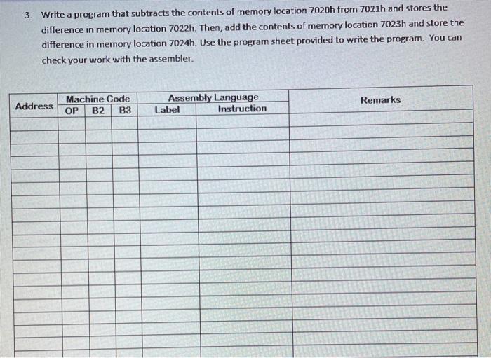 8085 microprocessors 3. Write a program that subtracts the contents of memory