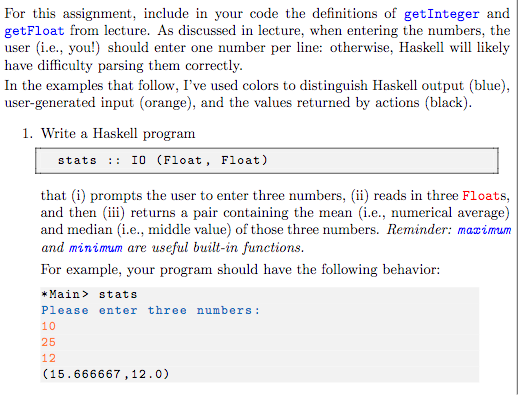 could u do this haskell question For this assignment, include in your