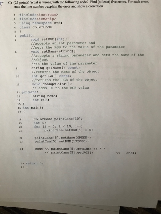applianceList (25] a) Write the C++ statement that sets the modelNo of