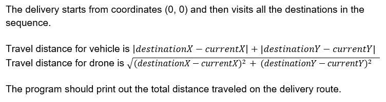 TOO ADVANCED Goals Practice interfaces Description A delivery company has two methods