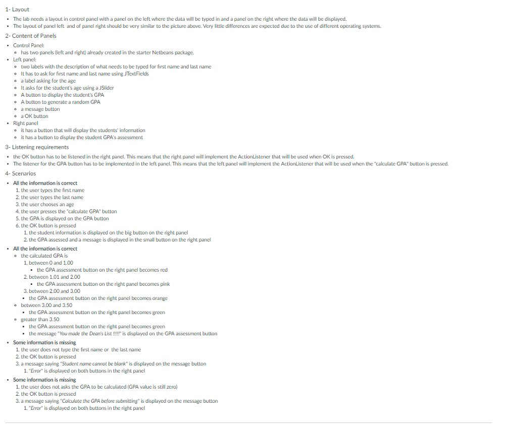 Please answer in Java. 1- Layout The lab needs a layout in