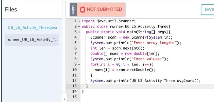 the parameter array of doubles arr. This method must use an enhanced