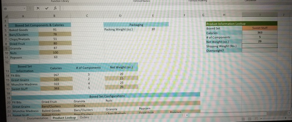 adds the selected boxed sets net weight (cell I8) to the packing