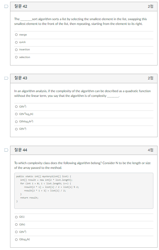  2 42 271 The sort algorithm sorts a list by selecting