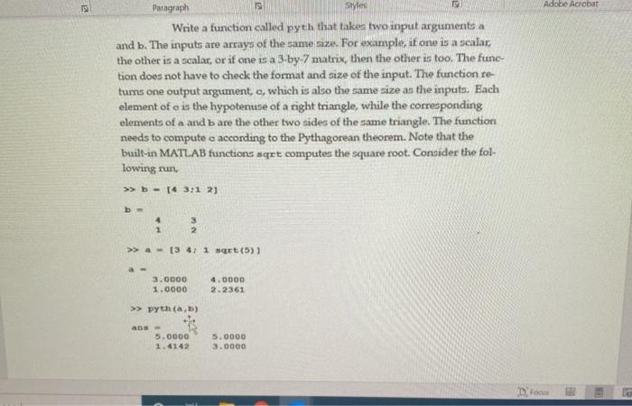 E Adobe Acrobat Paragraph IS Styles Write a function called pyth