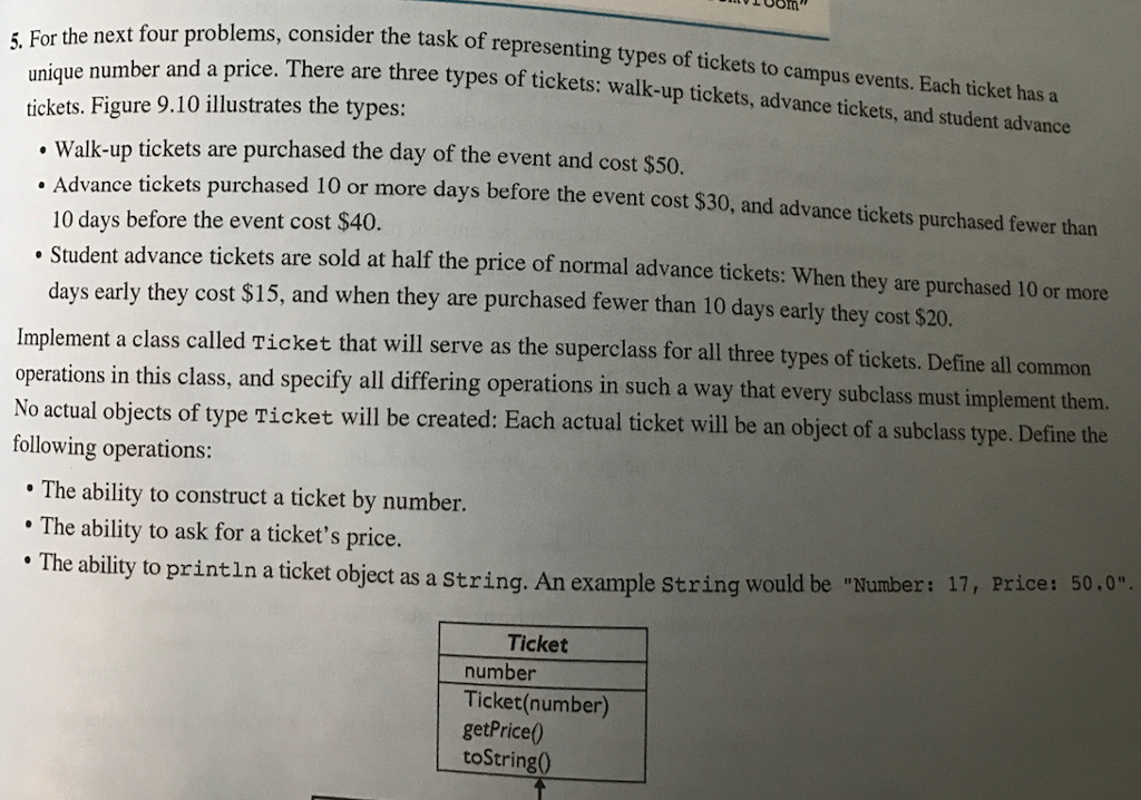  Just do the first class which is the "ticket" class For